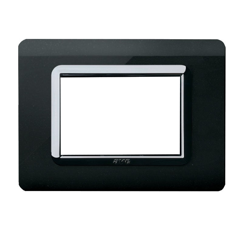 Placca Tecn. 44 Nero Cornice Cromo 3M\4M\7M AVE44PY03NAL